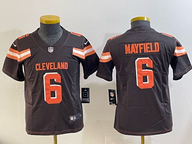 Youth 2025 Nike Cleveland Browns #6 Mayfiels brown Retro Limited NFL Jersey style 01->youth nfl jersey->Youth Jersey